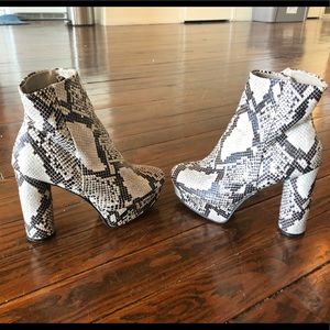 Snake skin platform booties